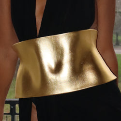 Gold moulded leather belt