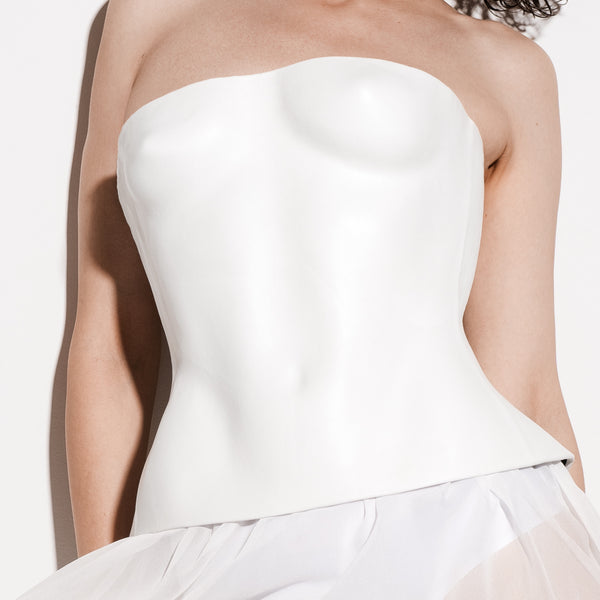 White smooth moulded leather corset