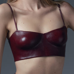 Moulded leather bra top