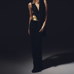 Black silk jersey long skirt/dress