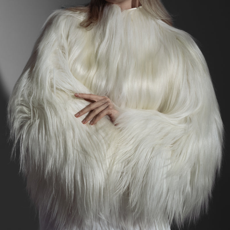 Ivory goat fur coat