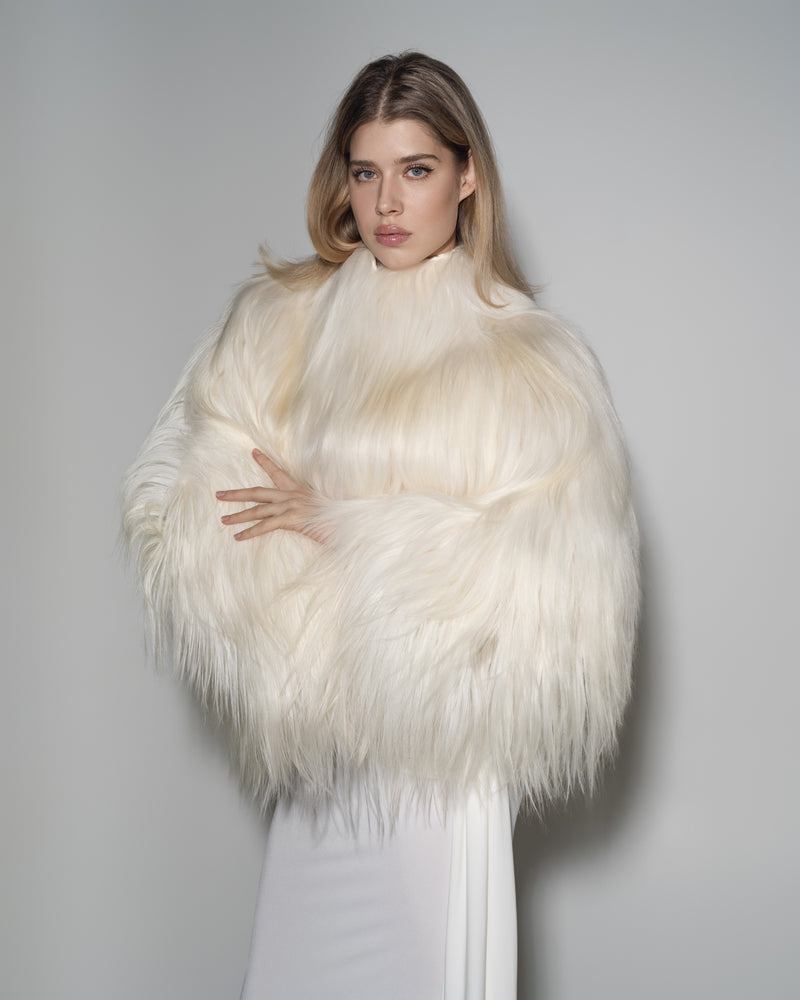 Ivory goat fur coat