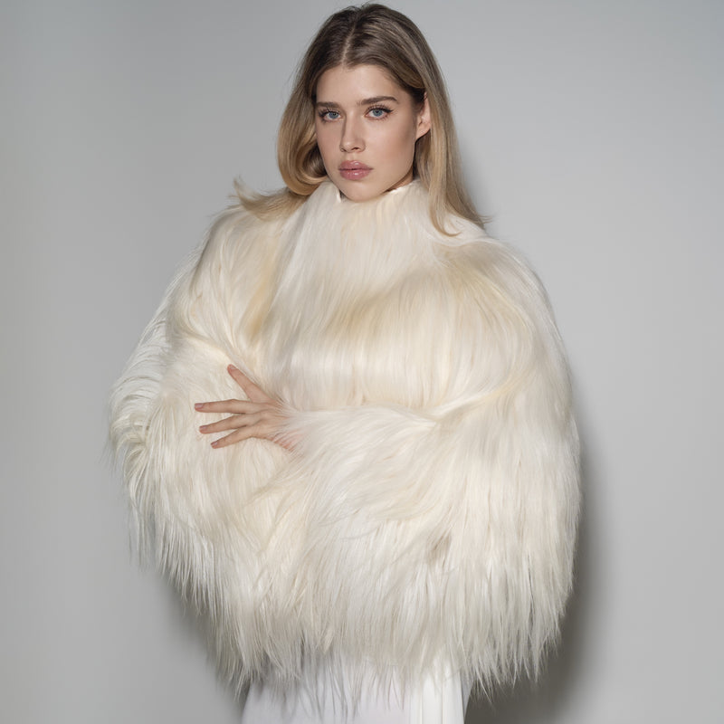 Ivory goat fur coat