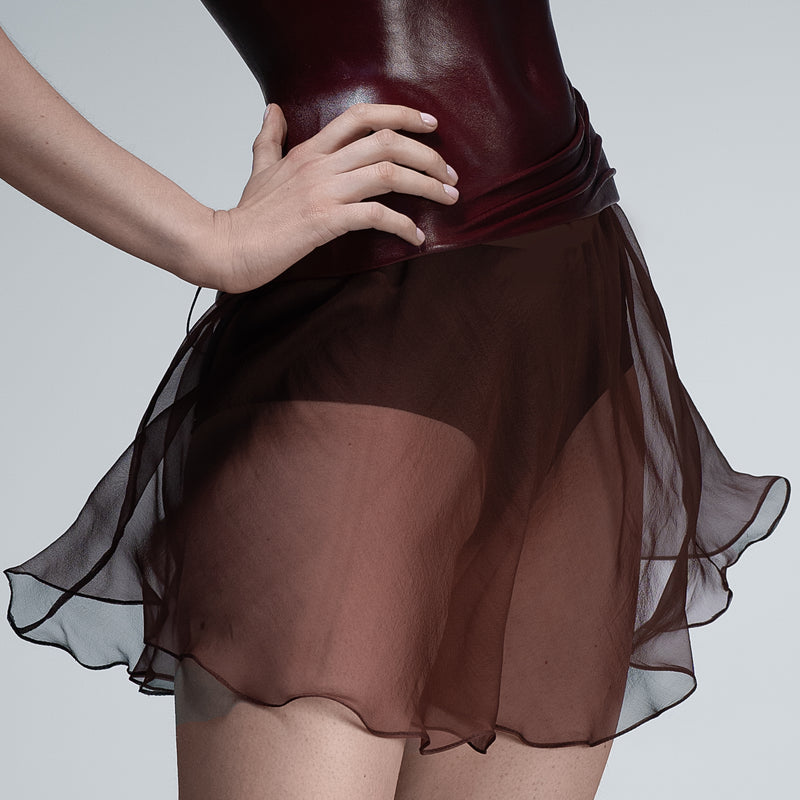 Burgundy silk mini skirt