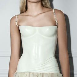 Mint moulded leather corset with beaded straps - J Phoenix London
