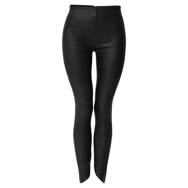 Black asymmetric hem leather leggings - J Phoenix London