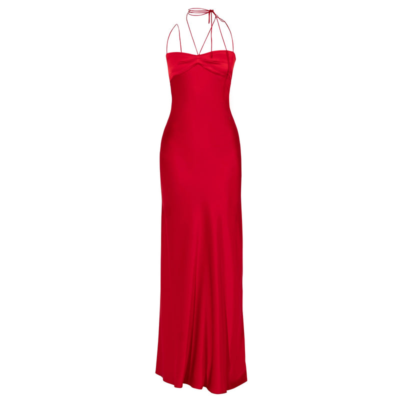 Satin silk maxi dress with open back - J Phoenix London